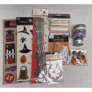 Halloween Assortment Stickers Ribbons Labels Borders Chipboard Scrapbooking